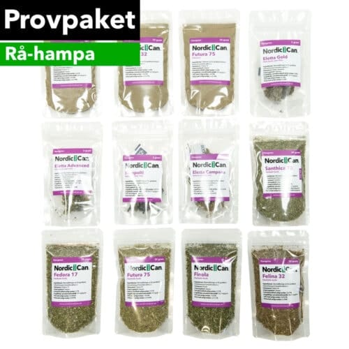 Provpaket rå-hampa | 12 sorter | 168 gram