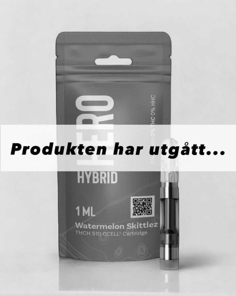 Produktbild på cartridge fylld med THCH destillat. 1ml.