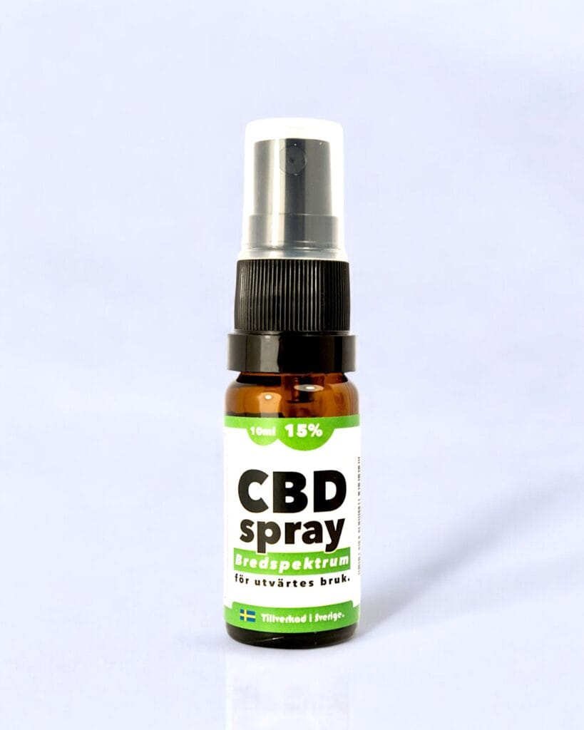 CBD spray produktbild. 15% CBD olja i sprayform.