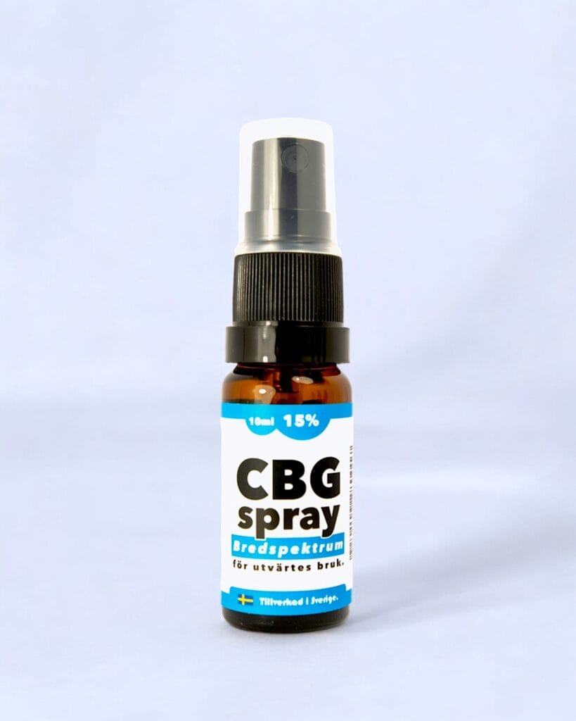 CBG spray produktbild. 15% CBG olja i sprayform.